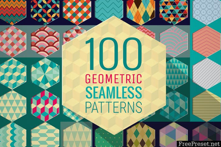 100 Geometric Patterns 7WKK5K - AI, EPS, JPG, PNG, PSD