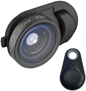 A photo of an Olloclip wide-angle and macro mobile lens