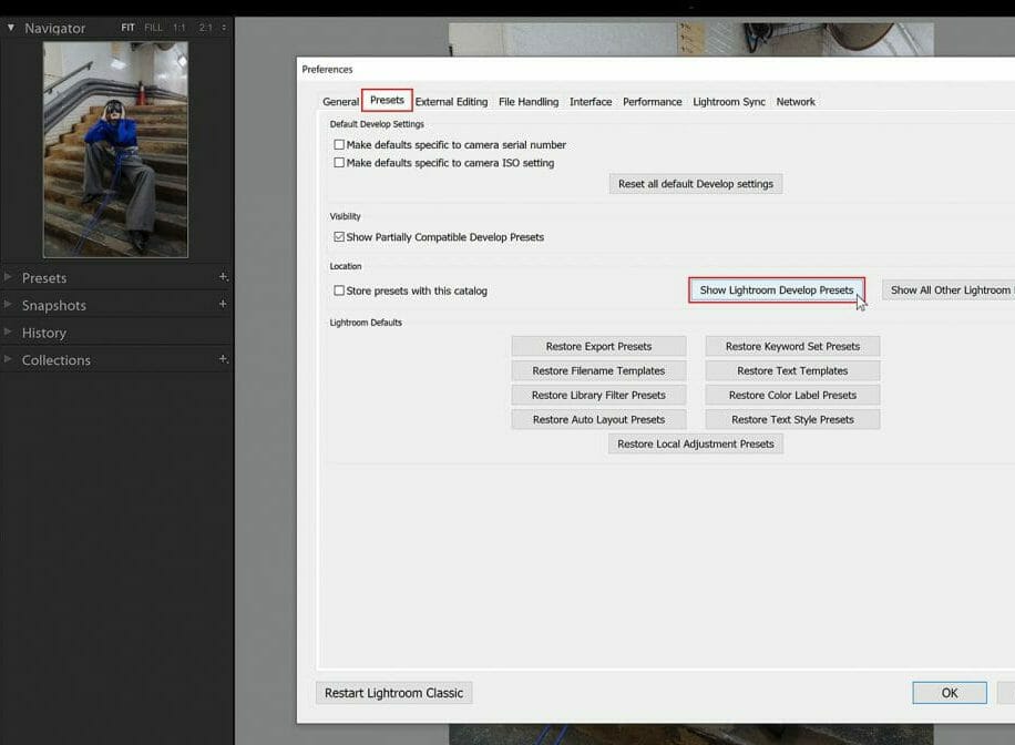 How to install lightroom presets manually by accessing the lightroom presets folder - step 2 screenshot