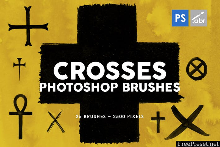 25 Crosses Photoshop Stamp Brushes - ABR