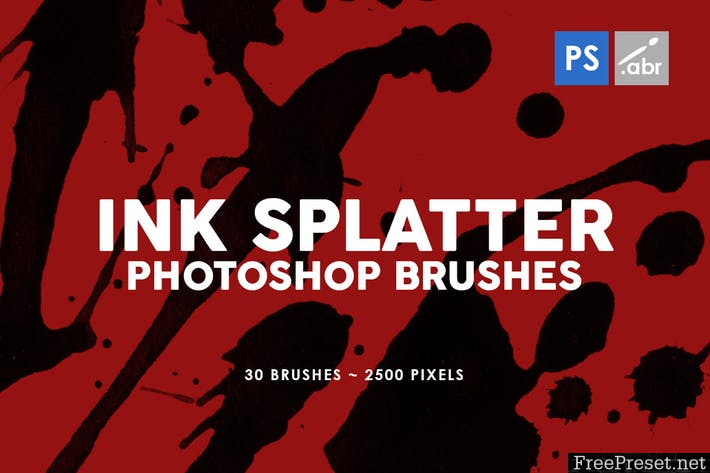 30 Ink Splatter Photoshop Stamp Brushes Vol. 1