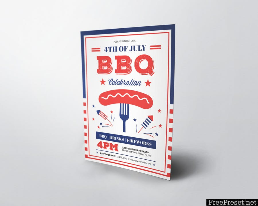 4th of July BBQ Flyers - PGL37S - AI, PSD