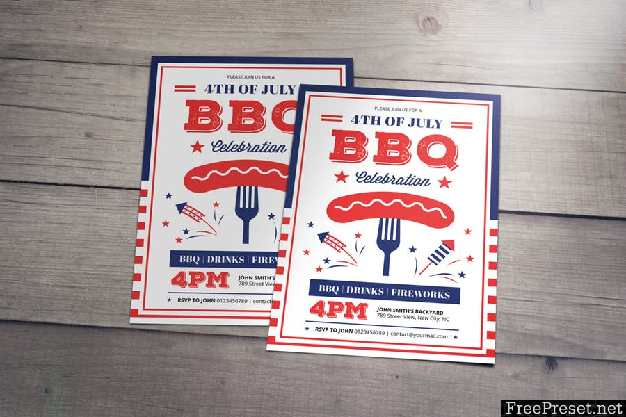 4th of July BBQ Flyers - PGL37S - AI, PSD