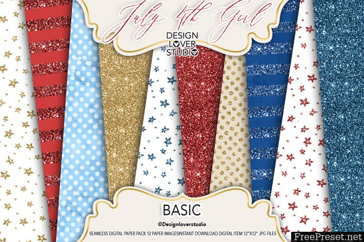 4th of July digital paper pack Basic KZHJSU - JPG