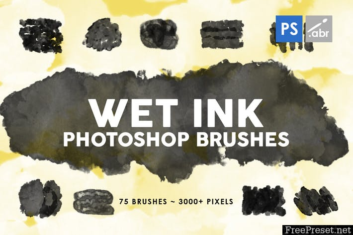 75 Wet Ink Photoshop Stamp Brushes - ABR