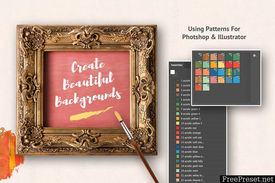 Artistic Studio: Acrylic Toolkit Q6DUKV - AI, EPS, PNG, PSD, SVG, JPG, PDF