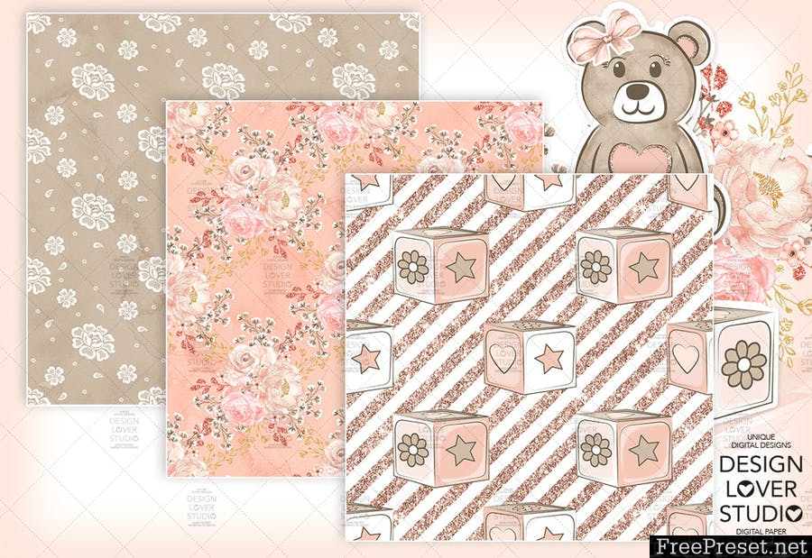 Baby Girl digital paper pack II LM8U97 - JPG