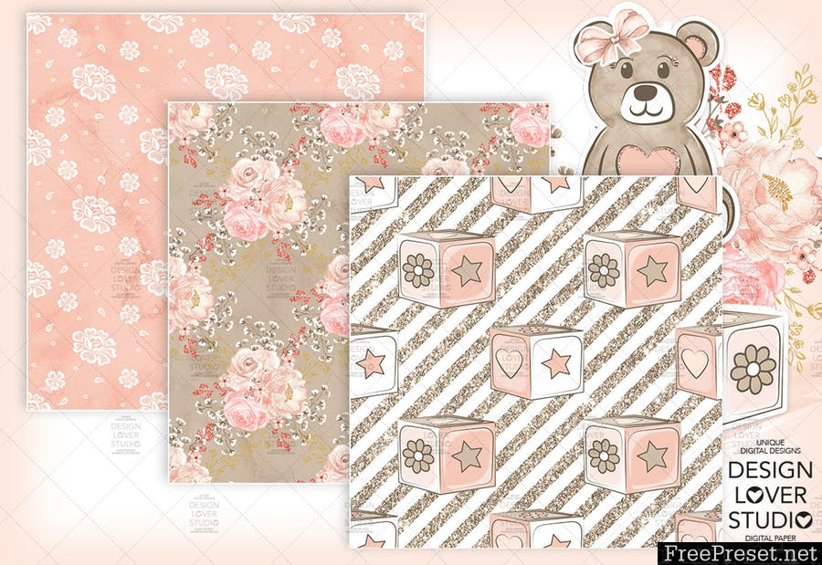 Baby Girl digital paper pack II LM8U97 - JPG