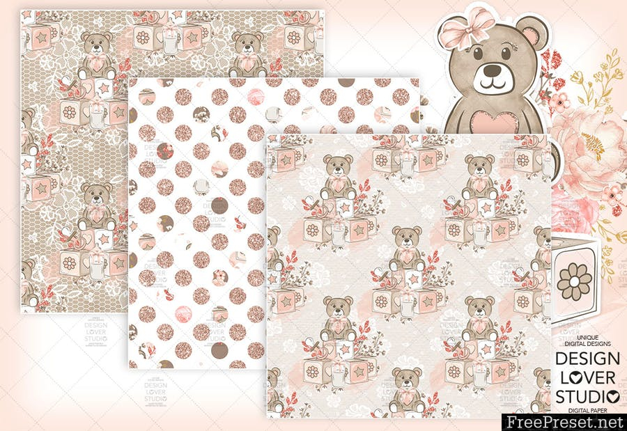 Baby Girl digital paper pack II LM8U97 - JPG