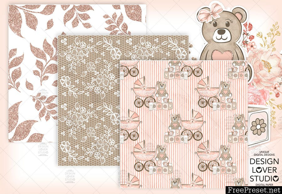 Baby Girl digital paper pack II LM8U97 - JPG