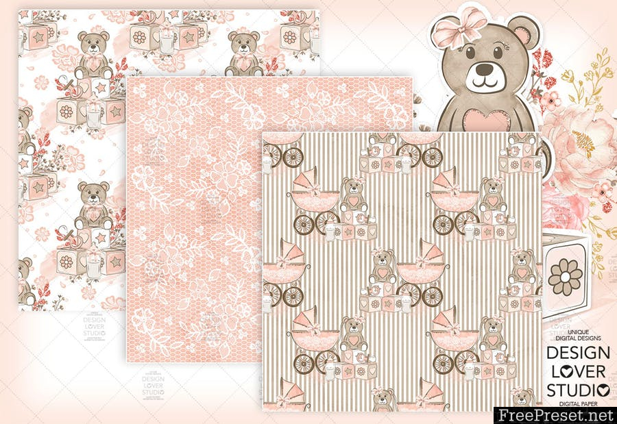 Baby Girl digital paper pack II LM8U97 - JPG