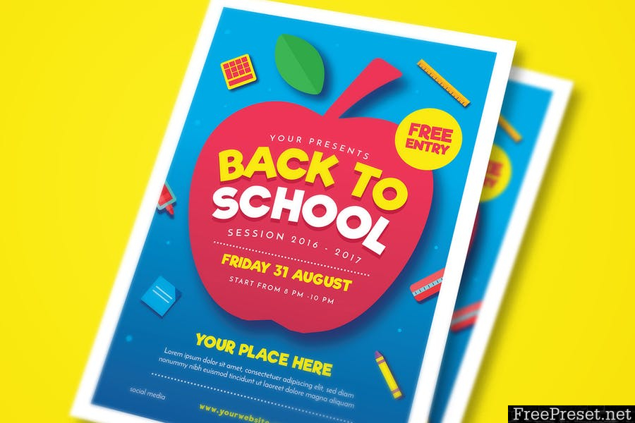 Back to School Event Flyer 6K8CZM - AI, PSD