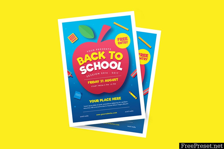 Back to School Event Flyer 6K8CZM - AI, PSD