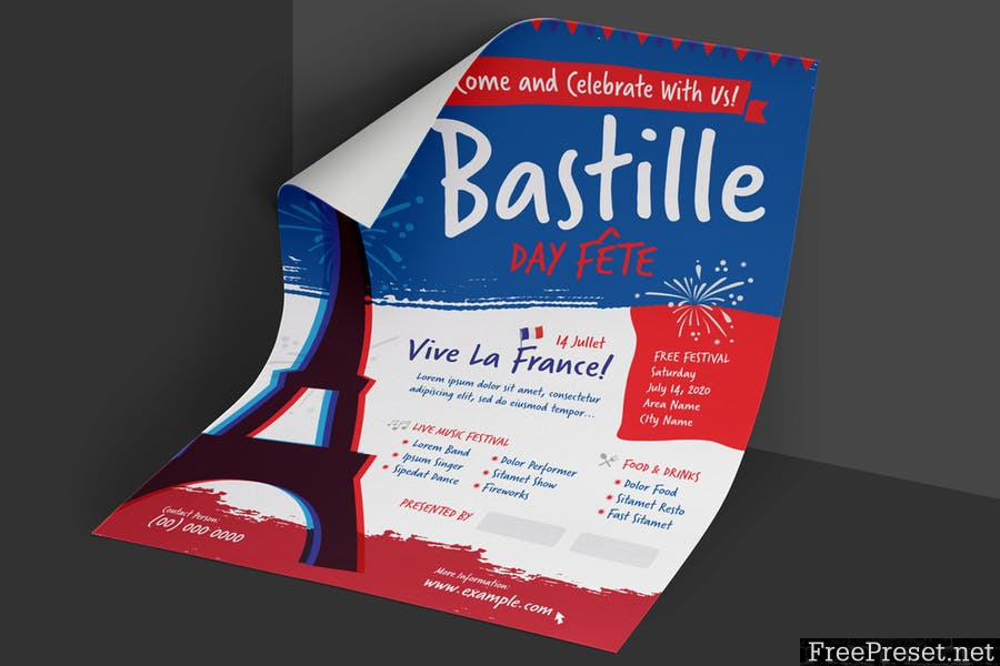 Bastille Day Flyer Poster 3ANB5R2 - AI, EPS