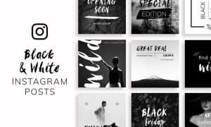 Black & White Instagram Posts Template EGARH8 - AI, PSD
