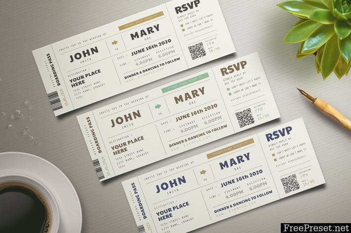 Boarding Pass Wedding Invitation