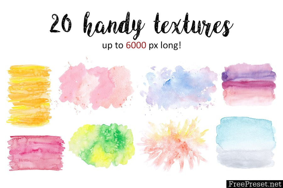 Bright watercolor textures pack A7TKKG - PNG