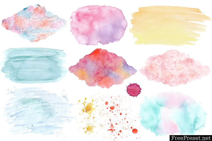 Bright watercolor textures pack A7TKKG - PNG