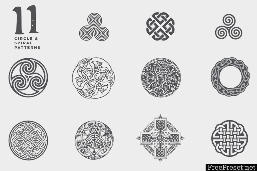 Celtic patterns vector bundle P3JK7RY - AI, PDF, SVG