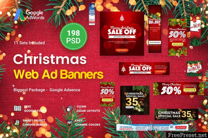 Christmas Banners Ad - 198 PSD - 77ZK3N