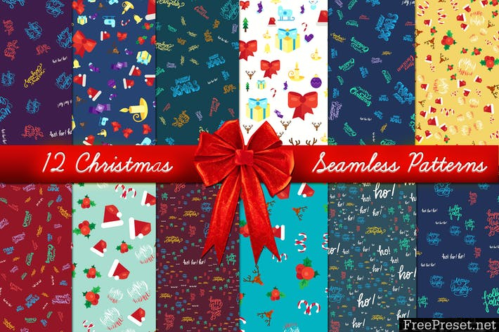 Christmas Seamless Patterns Set YYM2SZ - AI, EPS, JPG