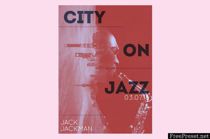 City on Jazz Flyer Poster MLTZG4 - PSD