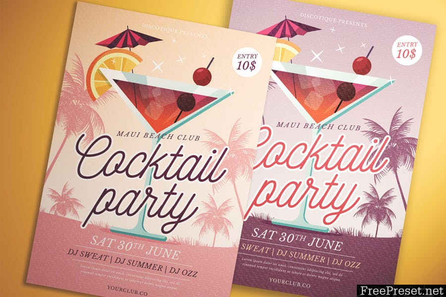 Cocktail Party Flyer -  PF382W - AI, PSD