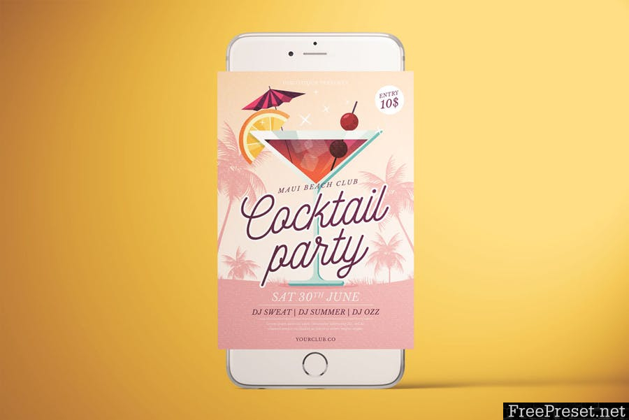 Cocktail Party Flyer - PF382W - AI, PSD