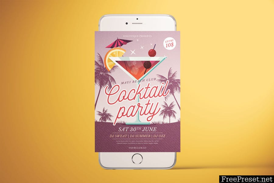 Cocktail Party Flyer - PF382W - AI, PSD