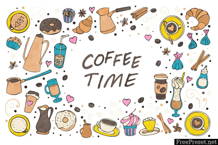 Coffee Time doddle collection  VGWZGV - AI, EPS, JPG