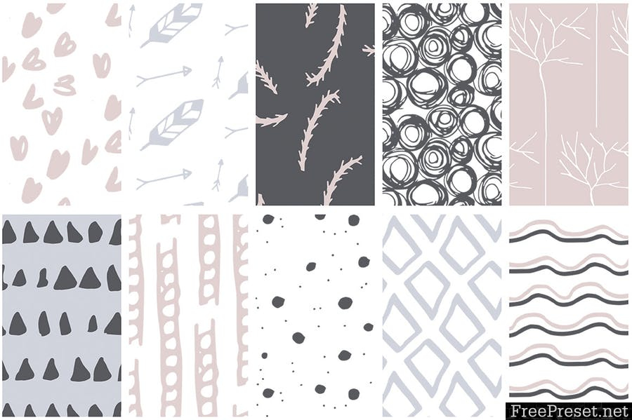 Cute Kids Seamless Patterns 65W59X - AI, EPS, JPG, PNG