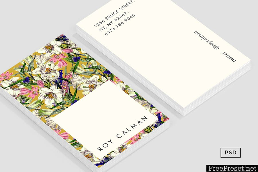 Earthy Floral Business Card Template NP6ZBU - PSD