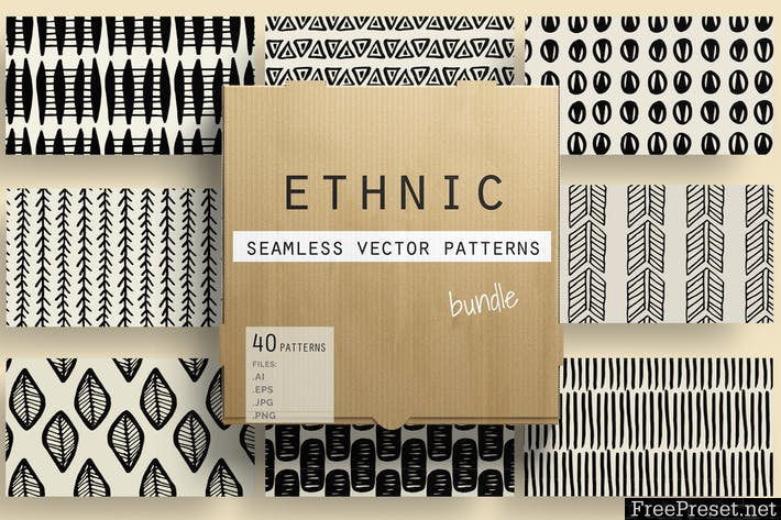 Ethnic Seamless Vector Patterns 52NWAE - AI, EPS, JPG, PNG