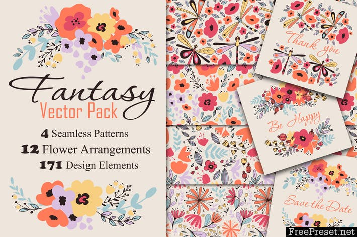 Fantasy Flowers GWJGK5 - EPS, JPG, PNG