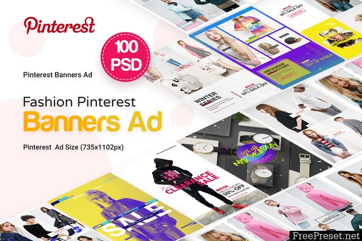 Fashion Pinterest Pack Banners Ad - 100 PSD - WCHJKJ