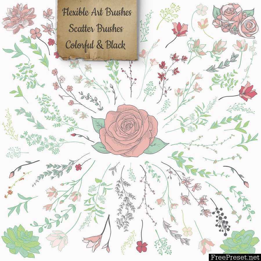 Flexible Floral Brushes - AI, EPS