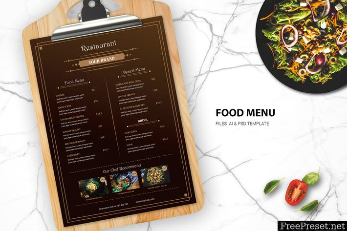 Food Menu Restaurant EQN7WMA - AI, JPG, PSD