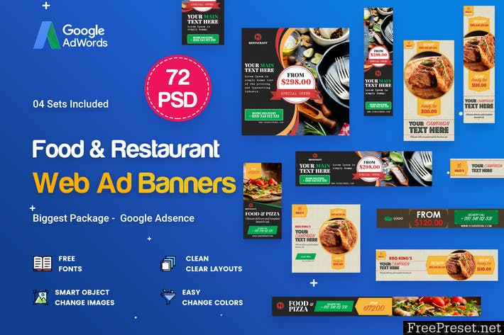 Food & Restaurant Banners Ad - 72 PSD [04 Sets]