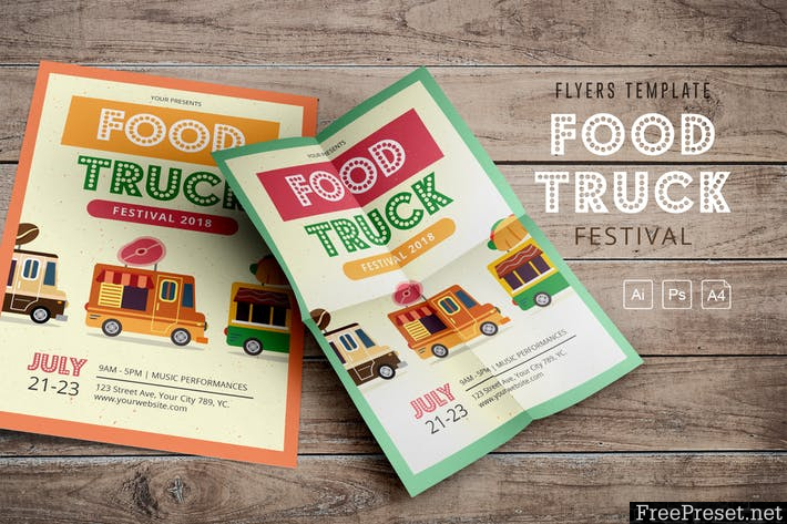 Food Truck Festival 2018 Flyers - 2KW7NL - AI, PSD