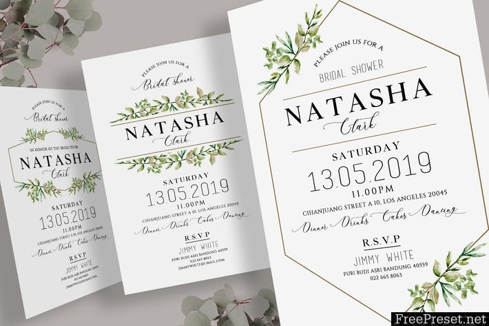 Geometric Bridal Shower Invitation N7AB8J -  PSD