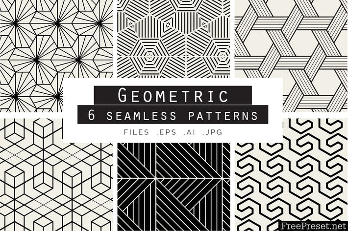 Geometric Seamless Vector Patterns - AI, JPG, EPS