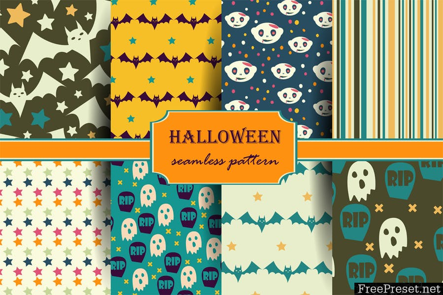 Halloween backgrounds and elements W2NKGY - AI, EPS, JPG