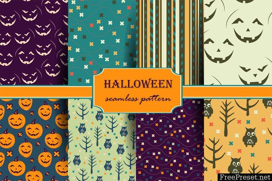 Halloween backgrounds and elements W2NKGY - AI, EPS, JPG