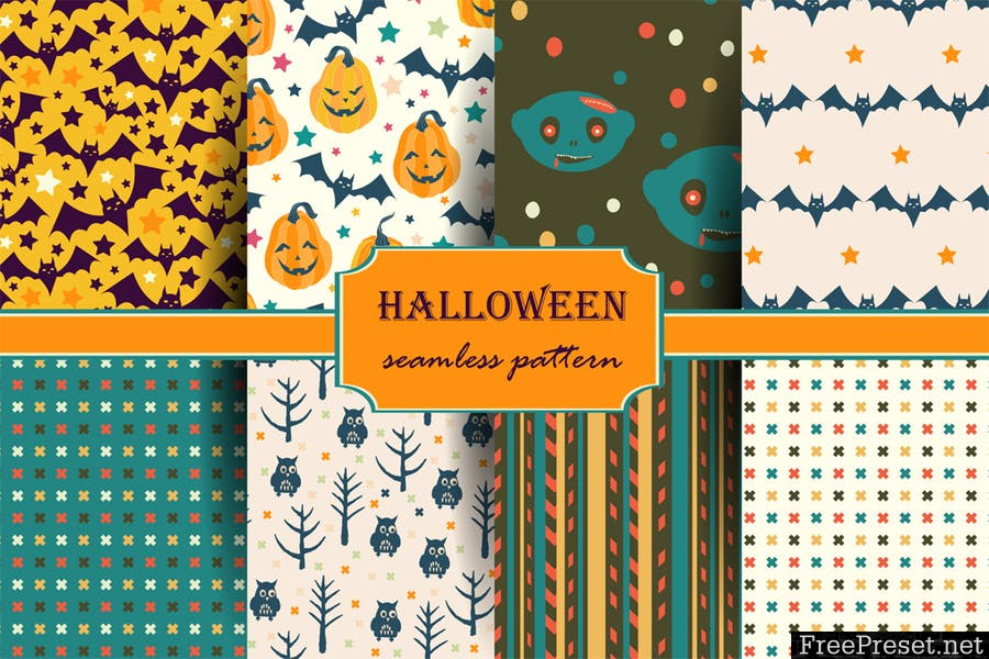 Halloween backgrounds and elements W2NKGY - AI, EPS, JPG