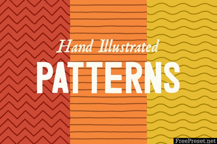 Hand Illustrated Line Patterns WC5H27 - EPS, PNG