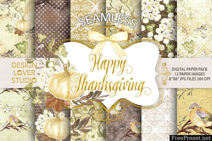 "Happy Thanksgiving 2" digital papers - JPG