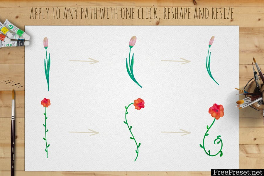 Illustrator Floral Art & Pattern Brushes - AI