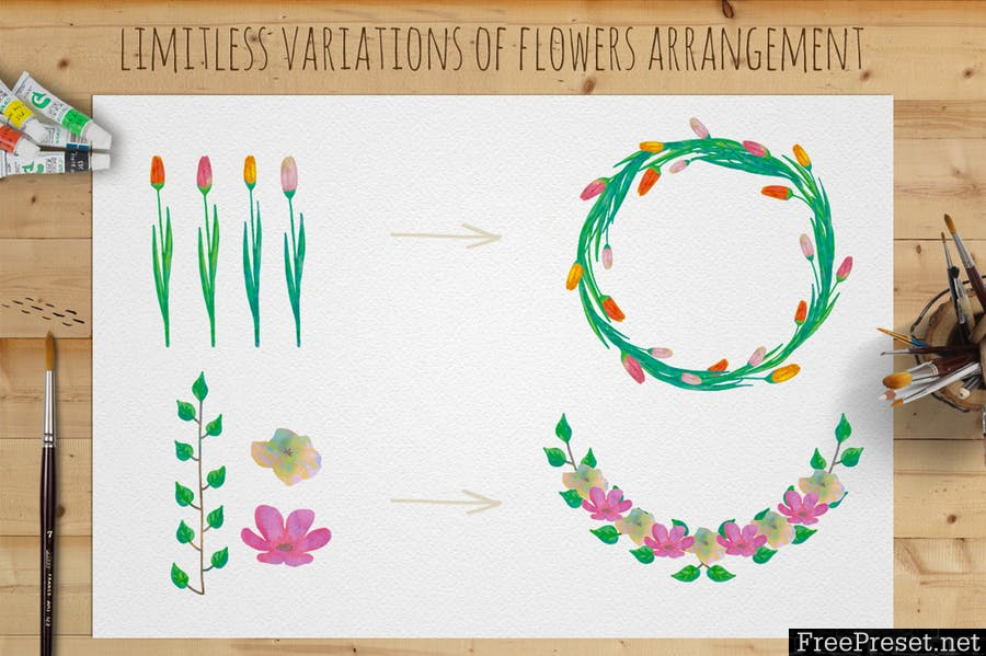 Illustrator Floral Art & Pattern Brushes - AI