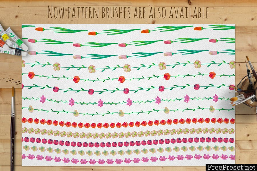 Illustrator Floral Art & Pattern Brushes - AI