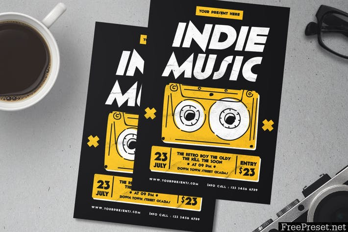 Indie Music Flyer A3X8PV - PSD, AI
